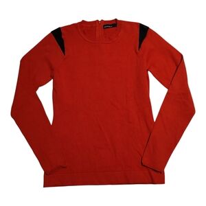 Karen Millen Red Orange Mesh Accent Sweater